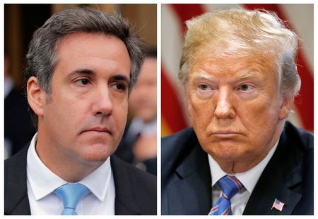 A combination photo shows US President Donald Trump’s onetime personal attorney, Michael Cohen and US President Donald Trump from outside federal court in the Manhattan borough of New York City, New York, US, April 16, 2018 and in the White House in Washington, US, July 18, 2018. — Bernama