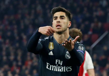 Soccer Football Champions League Round of 16 First Leg Ajax Amsterdam v Real Madrid Johan Cruijff Arena, Amsterdam, Netherlands on February 13, 2019 Real Madrid’s Marco Asensio celebrates scoring their second goal. — Reuters