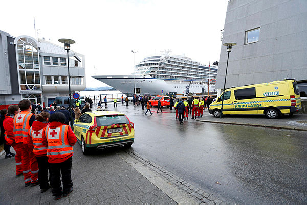 Viking Sky cruise ship arrives, after problems the ship got in the storm outside of Hustadvika, at Molde, Norway March 24, 2019. — Reuters