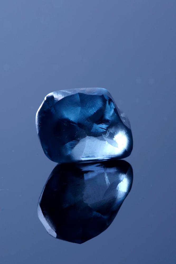 A blue diamond, weighing over 20 carats, is seen in this undated handout picture released by Okavango Diamond Company (ODC) in Gaborone, Botswana, April 17, 2019. — Reuters