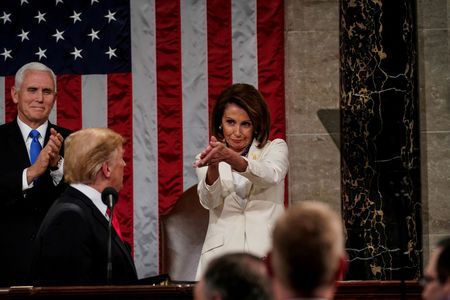 WASHINGTON, DC: President Donald Trump delivered the State of the Union address, with Vice President Mike Pence and Speaker of the House Nancy Pelosi, at the Capitol in Washington, DC on February 5, 2019. — Reuters