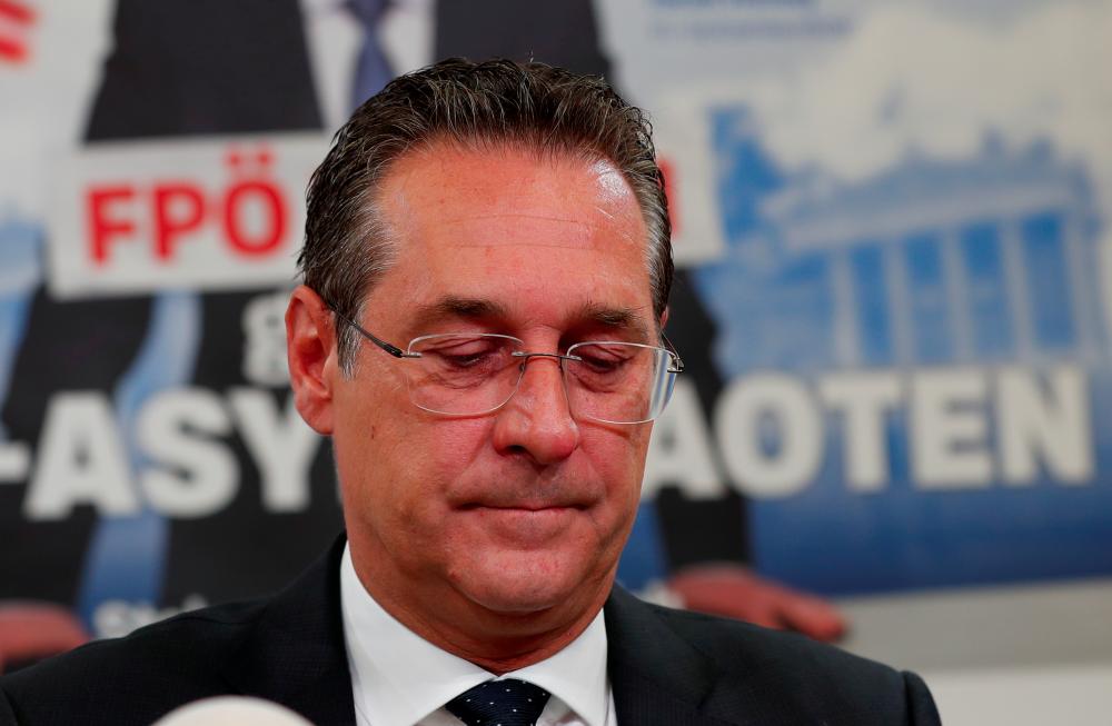 Austria's Vice Chancellor and head of Freedom Party Heinz-Christian Strache addresses the media in Vienna, Austria April 23, 2019. — Reuters