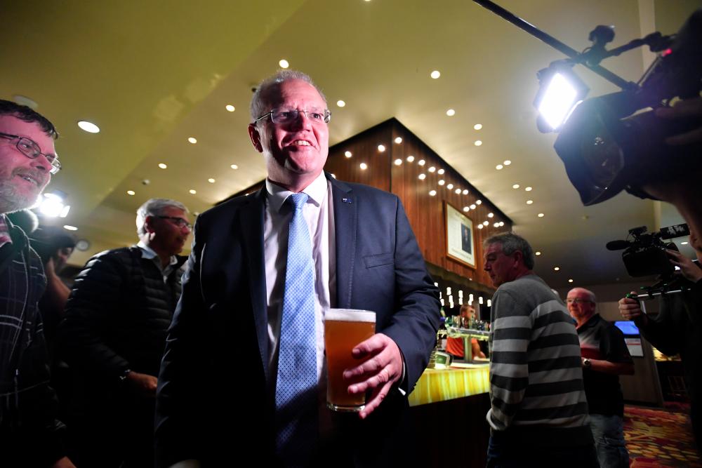 Australian Prime Minister Scott Morrison at the Bomaderry Bowling Club on the NSW South Coast, 150km south of Sydney, May 17, 2019. — Reuters