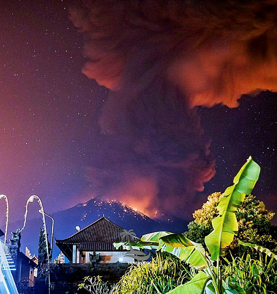 Thick smoke and glow from lava are seen as Mount Agung volcano erupts in Karangasem Regency, Bali, Indonesia, May 24, 2019, in this picture obtained from social media. — Reuters