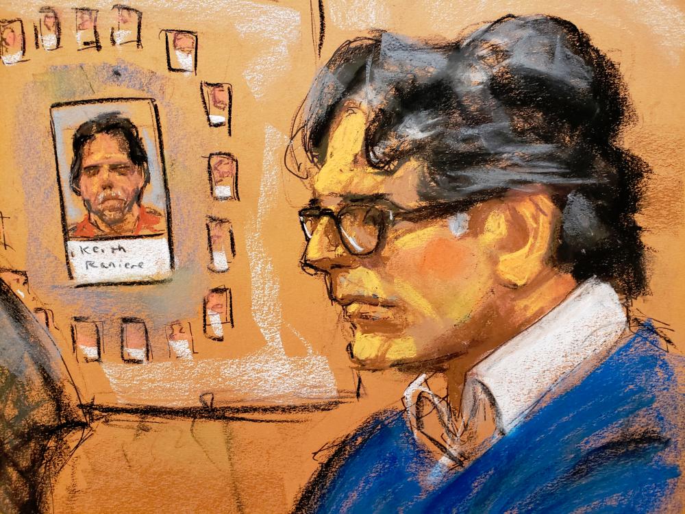 Nxivm leader Keith Raniere, facing charges including racketeering, sex trafficing and child pornography, listens to the rebuttal of his attorney’s closing arguments in this courtroom sketch in US Federal Court in Brooklyn, New York, US, June 18, 2019. — Reuters