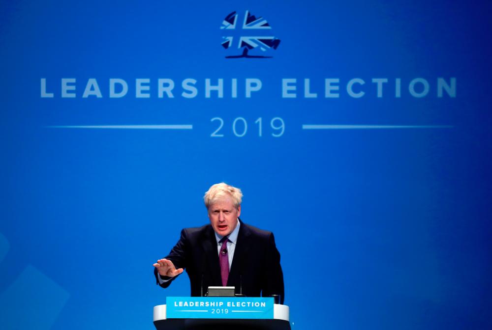 Boris Johnson, a leadership candidate for Britain’s Conservative Party, speaks during a hustings event in Birmingham, Britain, June 22, 2019. — AFP