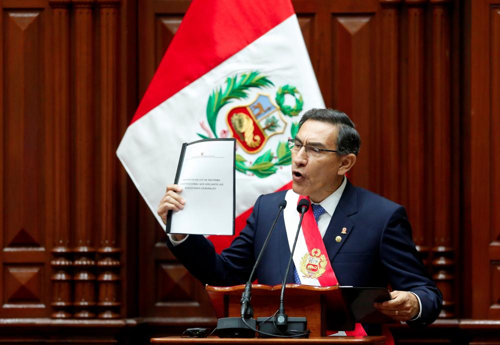 Peru’s President Martin Vizcarra delivers his annual address in Congress, in Lima, Peru July 28, 2019. — AFP