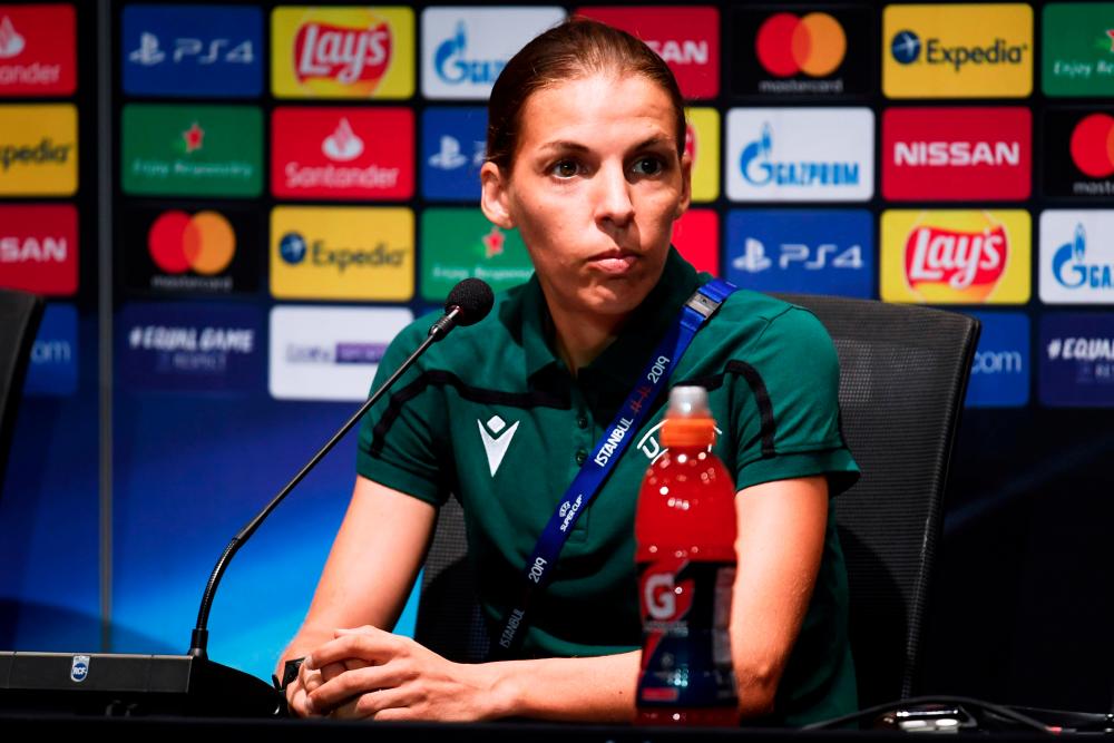 Referee Stephanie Frappart during the press conference. — Reuters