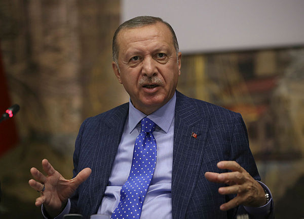 Turkish President Tayyip Erdogan talks to journalists in Istanbul, Turkey, October 13, 2019. — Reuters
