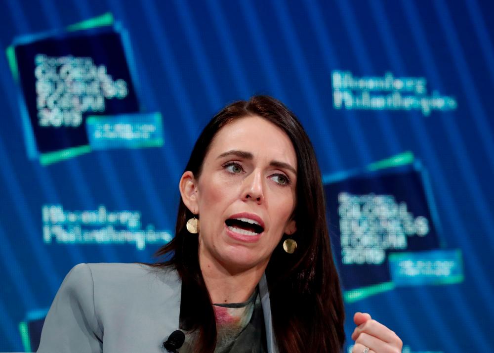 File photo shows Prime Minister of New Zealand Jacinda Ardern speaks during the Bloomberg Global Business Forum in New York City, New York, US, Sept 25, 2019. — Reuters