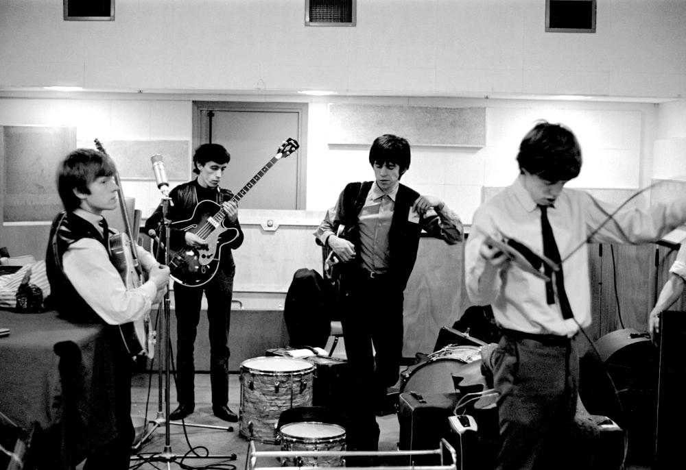 Brian Jones, Bill Wyman, Keith Richards and Mick Jagger of the Rolling Stones are seen at the De Lane Lea recording studios in 1963. Rare images of the Rolling Stones from 1963 will be on public display in London from 18 November until 2 December 2019. Gus Coral/Zebraonegallery.com via REUTERS THIS IMAGE HAS BEEN SUPPLIED BY A THIRD PARTY. MANDATORY CREDIT. NO RESALES. NO ARCHIVES.
