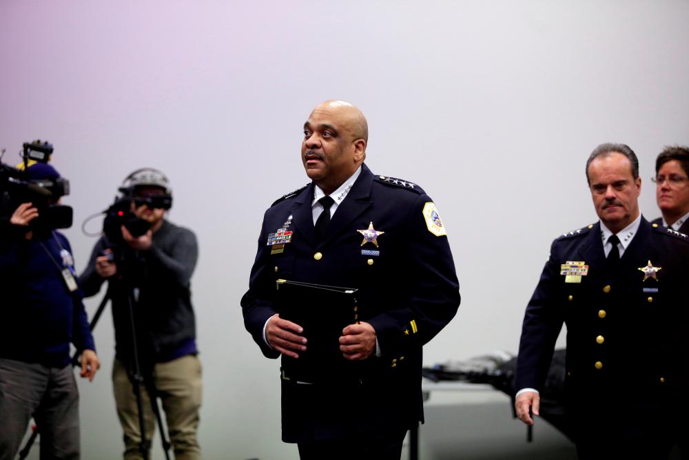File photo shows Chicago Police Superintendent Eddie Johnson arrives at a news conference to speak about Jussie Smollett at Chicago Police headquarters in Chicago, Illinois, US, Feb 21, 2019. — Reuters