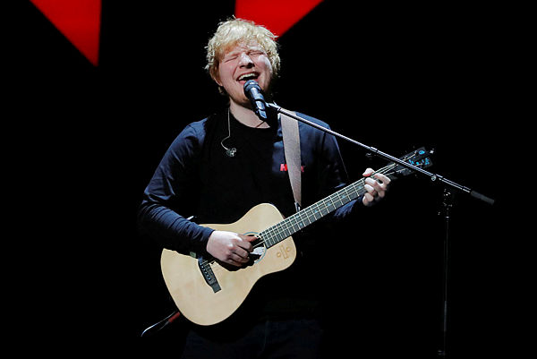Ed Sheeran performs during the 2017 Jingle Ball at Madison Square Garden in New York, US, Dec 8, 2017. — Reuters