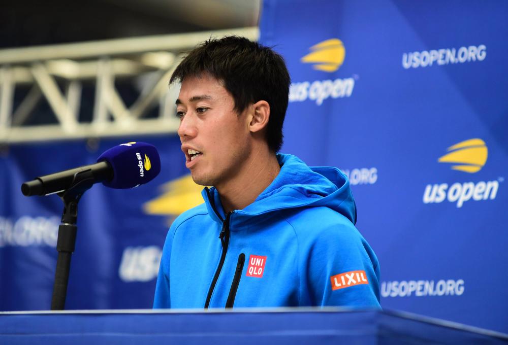 Kei Nishikori of Japan speaks during media day prior to the 2019 US Open at the USTA Billie Jean King National Tennis Center on Aug 23, 2019 in Flushing, Queens, in New York City. - AFP