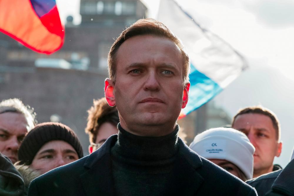 Russian opposition politician Alexei Navalny takes part in a rally to mark the 5th anniversary of opposition politician Boris Nemtsov’s murder and to protest against proposed amendments to the country’s constitution, in Moscow, Russia Feb 29, 2020. — AFP