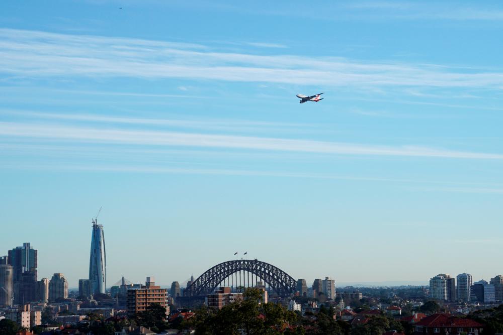 FILE PHOTO: A view shows a Qantas Boeing 747 jumbo jet in Sydney, Australia, July 22, 2020. REUTERS/Stephen Coates/File Photo
