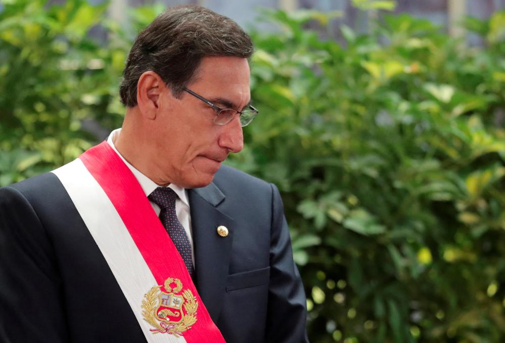 Peru’s President Martin Vizcarra attends a swearing-in ceremony at the government palace in Lima, Peru Oct 3, 2019. — Reuters