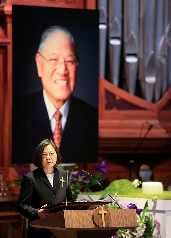 Taiwan President Tsai Ing-wen attends a memorial service for late Taiwan president Lee Teng-hui at a chapel of Aletheia University in New Taipei City, Taiwan. Reuters