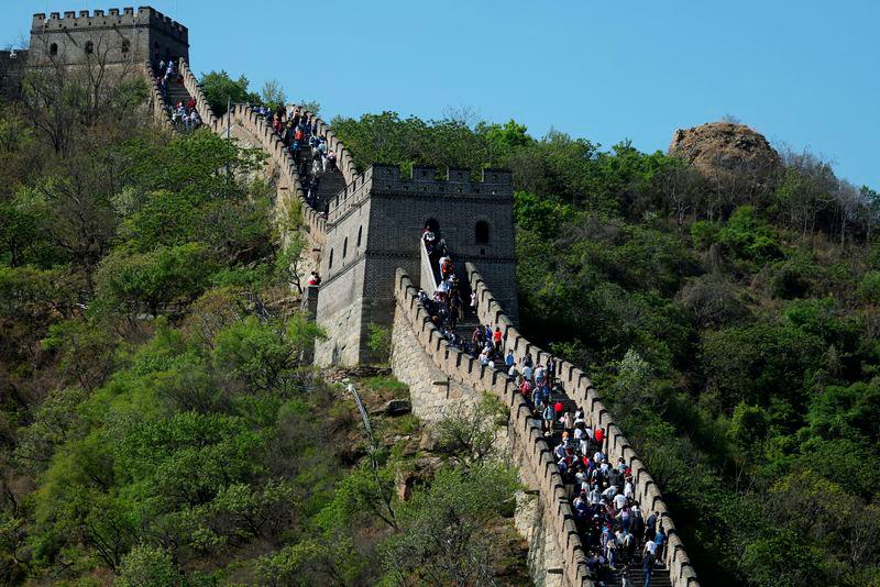 People visit the Mutianyu section of the Great Wall of China during Labour Day holiday, following the outbreak of the coronavirus disease (COVID-19), in Beijing, China May 2, 2021. - REUTERSPIX