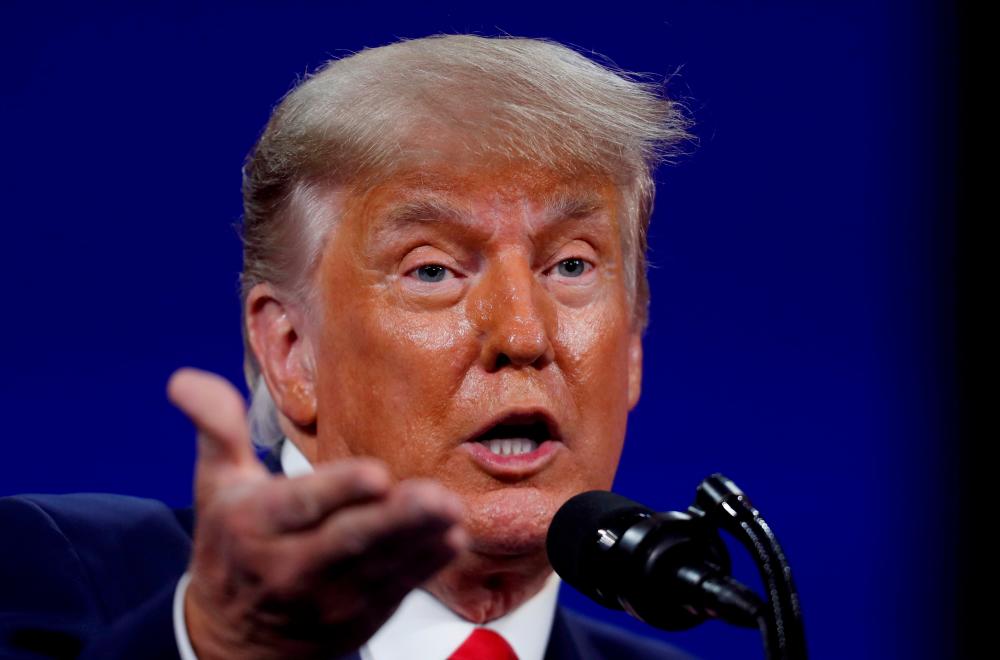 FILE PHOTO: Former U.S. President Donald Trump speaks at the Conservative Political Action Conference (CPAC) in Orlando, Florida, U.S. February 28, 2021. –Reuters