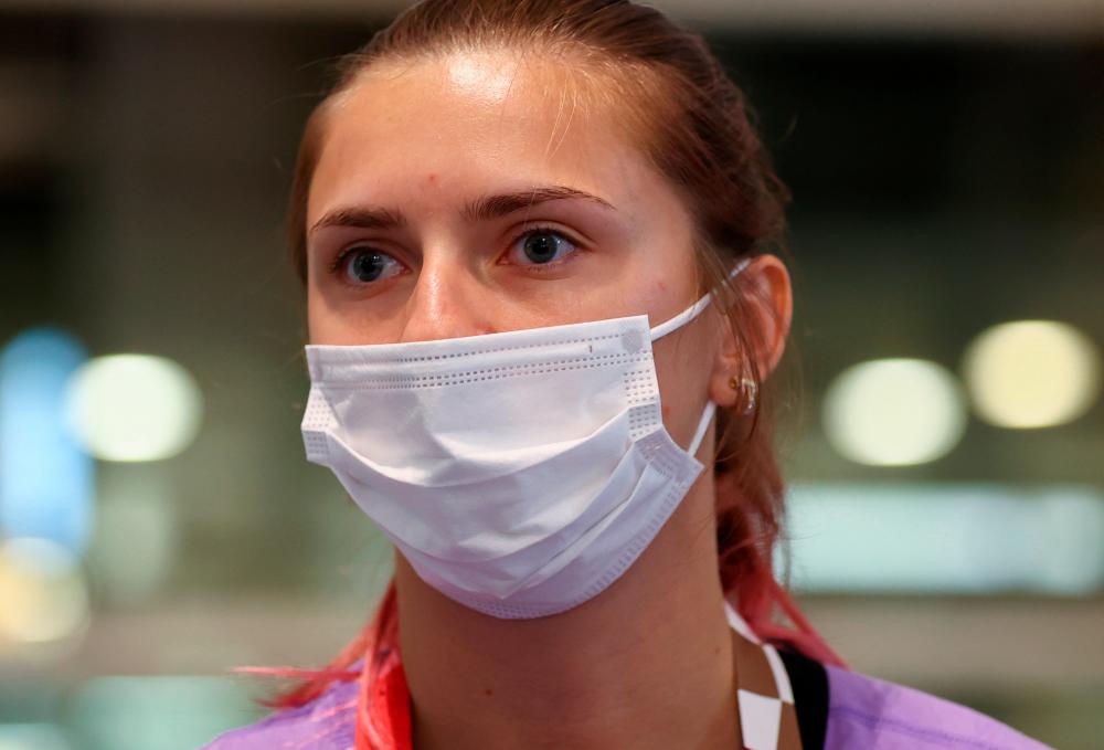 Belarusian athlete Krystsina Tsimanouskaya is seen at Haneda international airport in Tokyo, Japan August 1, 2021. -REUTERSpix