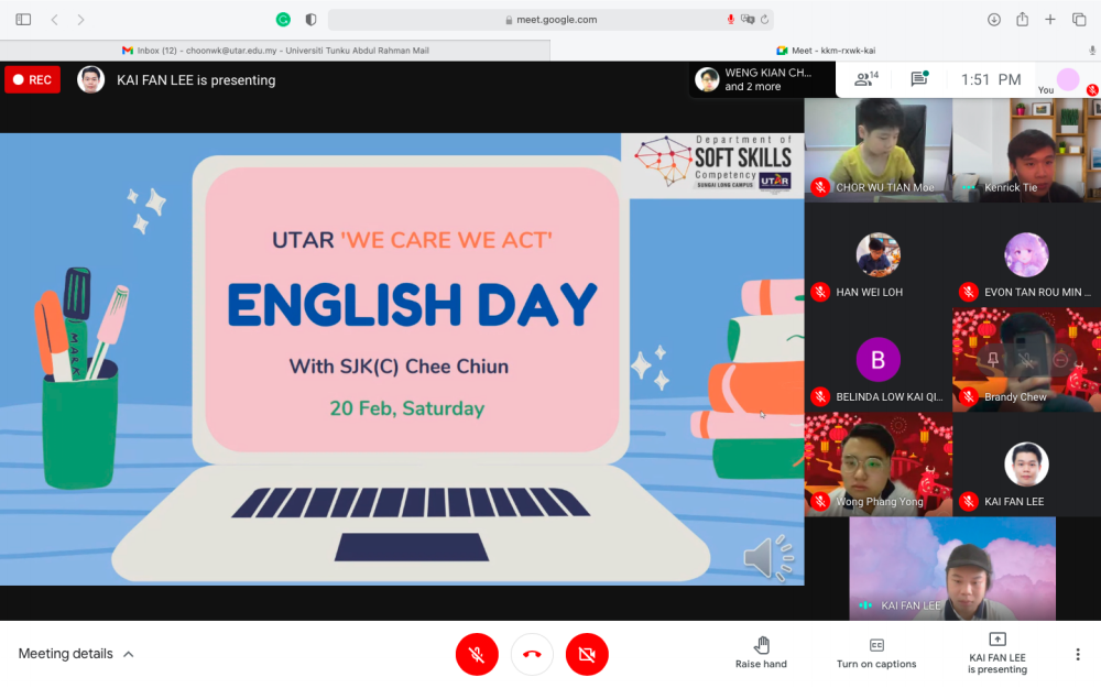 $!UTAR students teaching students of SJKC Chee Chuin on English Day