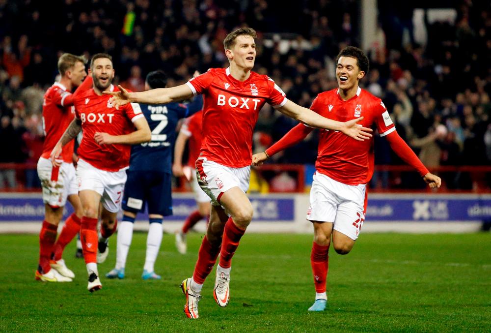 Football - FA Cup Fifth Round - Nottingham Forest v Huddersfield Town - The City Ground, Nottingham, Britain - March 7, 2022 Nottingham Forest’s Ryan Yates celebrates scoring their second goal. REUTERSPIX