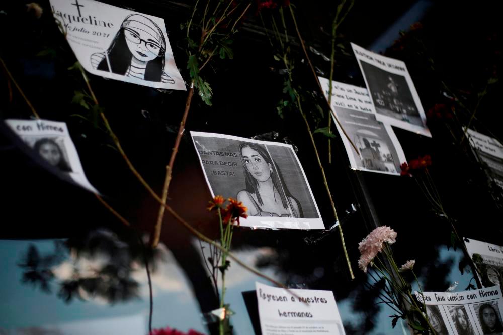 A photo of Debanhi Escobar, an 18-year-old law student who vanished on April 9 amid a spate of disappearances of women in Nuevo Leon’s capital Monterrey, is pictured during a protest outside the Attorney General Office in Mexico City/REUTERSPix