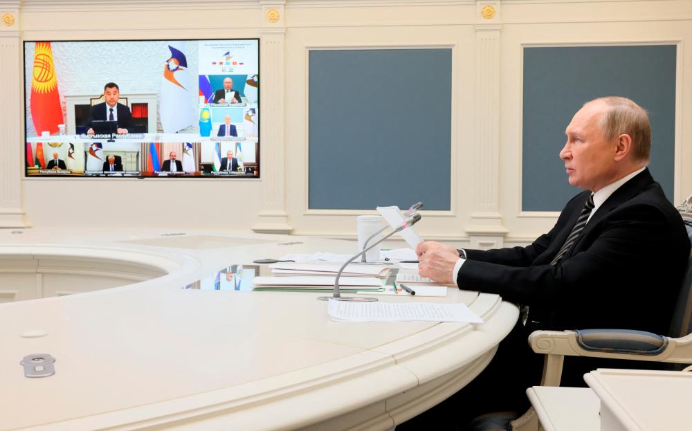 Russian President Vladimir Putin attends a meeting of the Supreme Eurasian Economic Council via a video link in Moscow, Russia May 27, 2022. REUTERSPIX