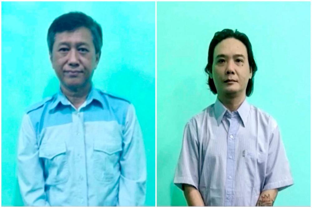 A combination image shows Kyaw Min Yu, also known as Ko Jimmy and Phyo Zeyar Thaw, two of the four democracy activists executed by Myanmar's military authorities, accused of helping carry out terror acts, state media, in the undated screen grabs taken from a handout video. REUTERSPIX