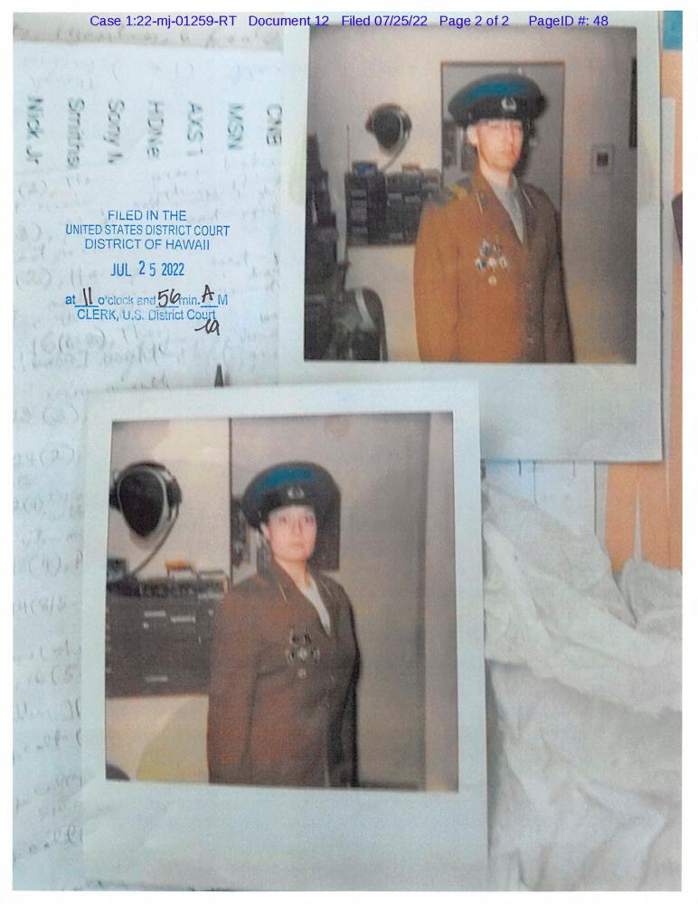 Walter Primrose and his wife Gwynn Morrison, who lived in Romania when it was within the Communist bloc, appear in undated photographs apparently wearing uniforms of the KGB, in court papers charging the Hawaii couple with identity theft and conspiring against the federal government filed in Honolulu/REUTERSPIX
