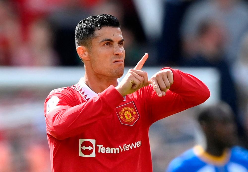 Soccer Football - Premier League - Manchester United v Brighton &amp; Hove Albion - Old Trafford, Manchester, Britain - August 7, 2022 Manchester United’s Cristiano Ronaldo reacts after their first goal REUTERSPIX