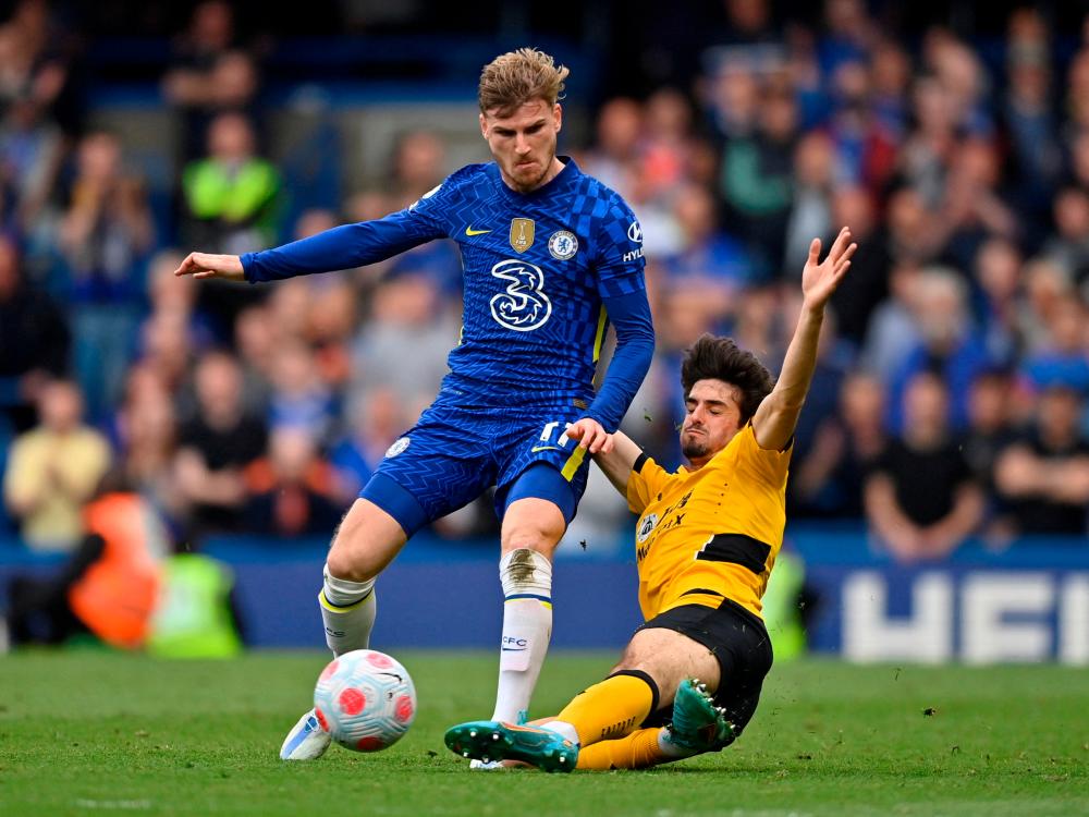 FILE PHOTO: Soccer Football - Premier League - Chelsea v Wolverhampton Wanderers - Stamford Bridge, London, Britain - May 7, 2022 Chelsea’s Timo Werner in action with Wolverhampton Wanderers’ Francisco Trincao REUTERSPIX