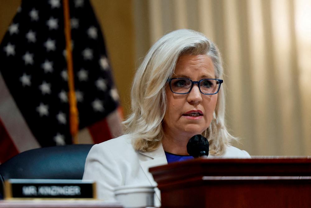 FILE PHOTO: Vice Chairwoman Rep. Liz Cheney speaks during a public hearing of the U.S. House Select Committee to investigate the January 6 Attack on the U.S. Capitol, on Capitol Hill, in Washington, U.S., July 21, 2022. - REUTERSPIX