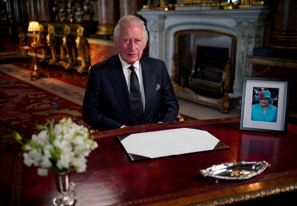 King Charles III delivers his address to the nation and the Commonwealth from Buckingham Palace, London, following the death of Queen Elizabeth II on Thursday. Picture date: Friday September 9, 2022. - REUTERSPIX
