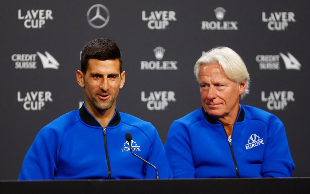 Tennis - Laver Cup - Media Day - 02 Arena, London, Britain - September 22, 2022 Team Europe’s Novak Djokovic and captain Bjorn Borg during a press conference. REUTERSPIX