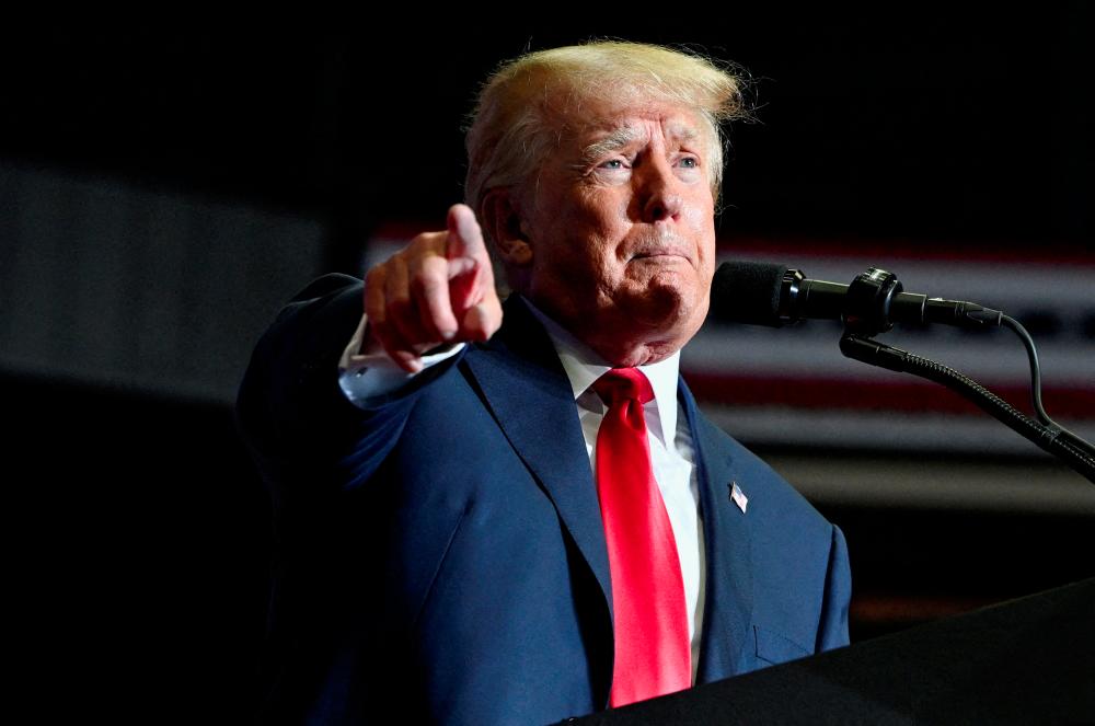 FILE PHOTO: Former U.S. president Donald Trump speaks during a rally in Youngstown, Ohio, U.S., September 17, 2022. - REUTERSPIX
