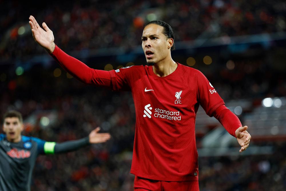 Soccer Football - Champions League - Group A - Liverpool v Napoli - Anfield, Liverpool, Britain - November 1, 2022 Liverpool’s Virgil van Dijk. REUTERSPIX