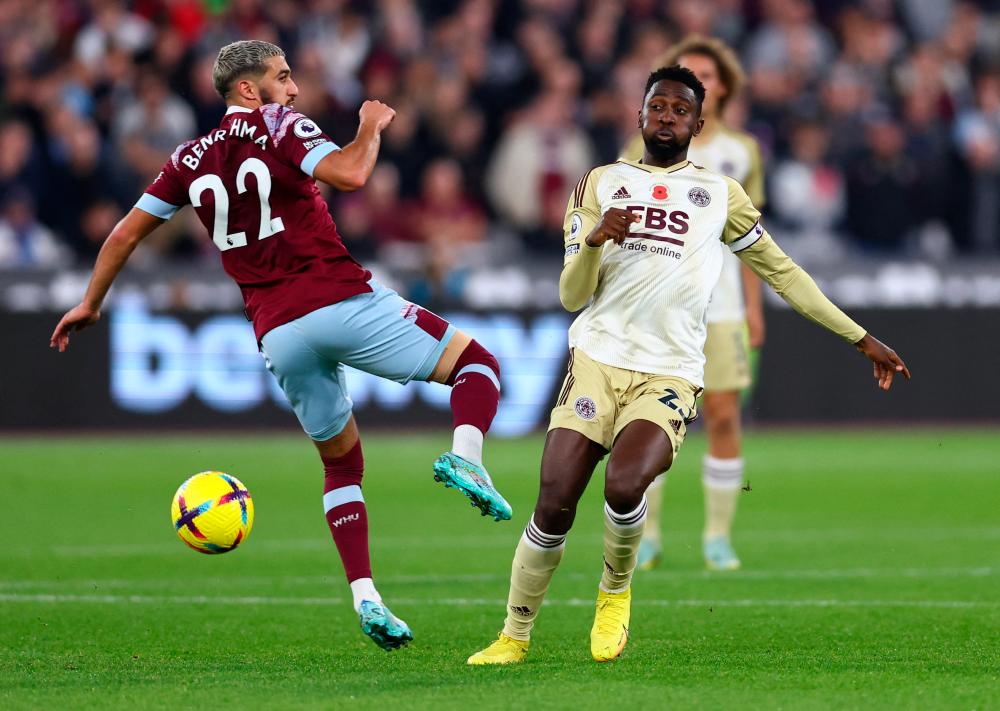 West Ham United’s Said Benrahma in action with Leicester City’s Wilfred Ndidi/REUTERSPix
