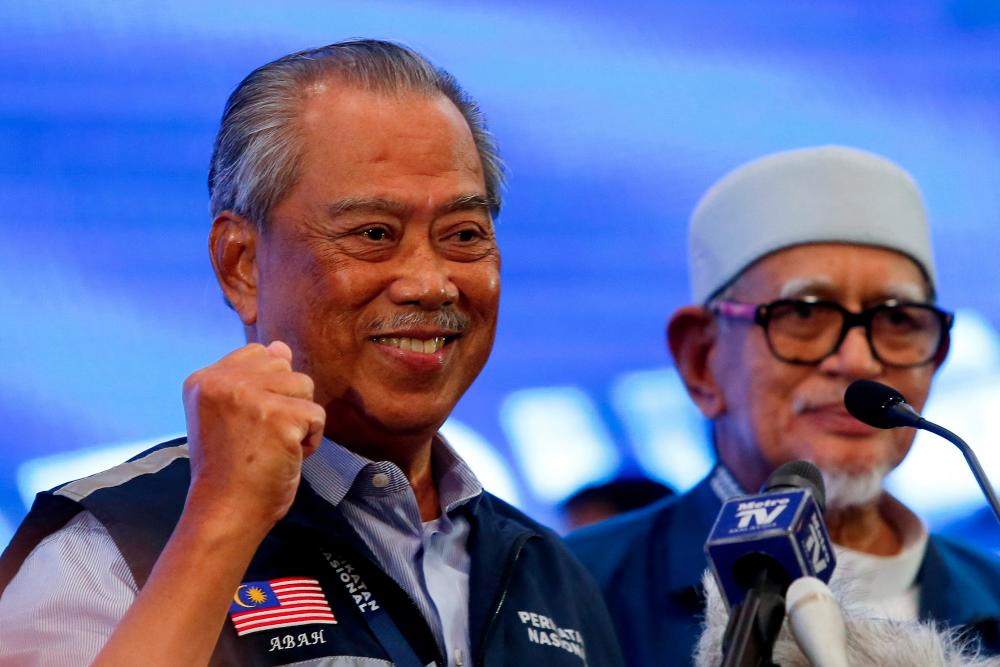 Malaysian former Prime Minister and Perikatan Nasional Chairman Muhyiddin Yassin gestures during a news conference after Malaysia's 15th general election in Shah Alam, Malaysia November 20, 2022. - REUTERSPIX