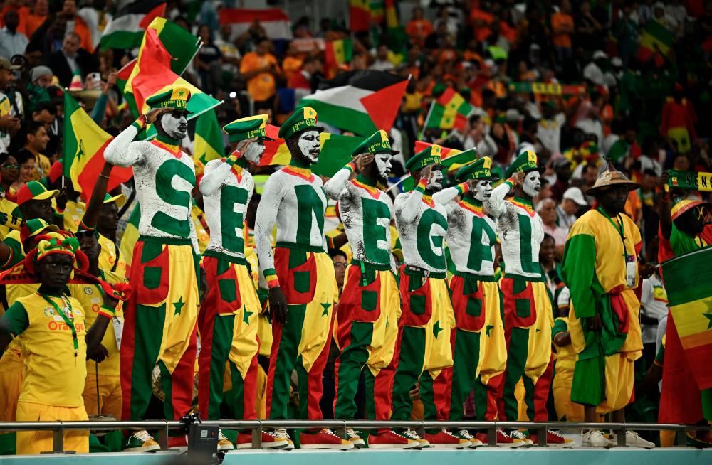 Senegal fans in the stands before the match between Senegal and Netherlands during the FIFA World Cup Qatar 2022, Group A match at Al Thumama Stadium, Doha on Nov 22, 2022. – REUTERSPIX