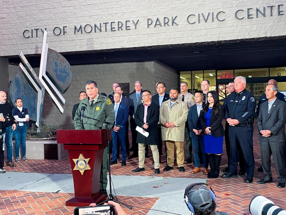 Los Angeles County Sheriff Robert Luna speaks at a news conference in the aftermath of a shooting that took place during a Chinese Lunar New Year celebration, in Monterey Park, California, US January 22, 2023. REUTERSPIX