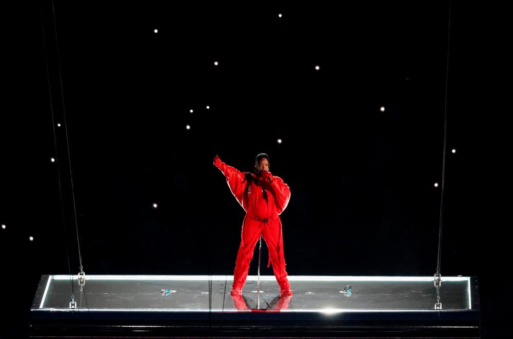 NFL - Super Bowl LVII - Half-Time Show - State Farm Stadium, Glendale, Arizona, United States - February 12, 2023 Rihanna performs during the halftime show REUTERSPIX