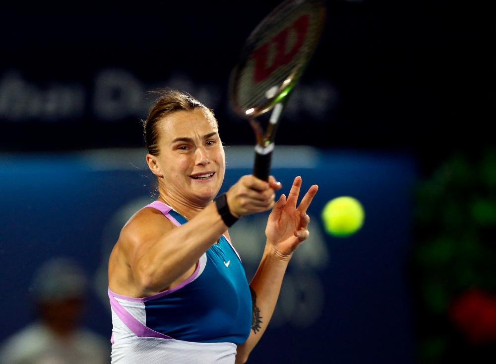 Belarus’ Aryna Sabalenka in action during her quarter final match against Czech Republic ‘s Barbora Krejcikova/REUTERSPix