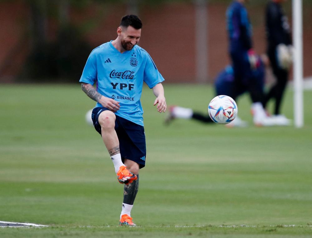 Argentina’s Lionel Messi during training/REUTERSPix