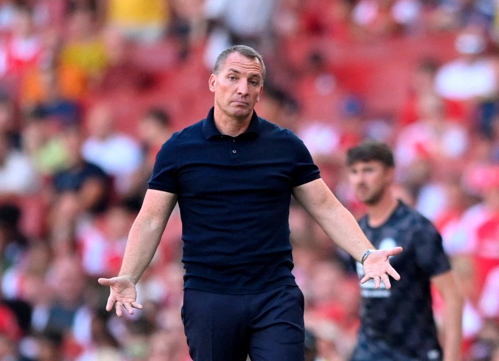 Football - Premier League - Arsenal v Leicester City - Emirates Stadium, London, Britain - August 13, 2022 Leicester City manager Brendan Rodgers reacts REUTERSPIX