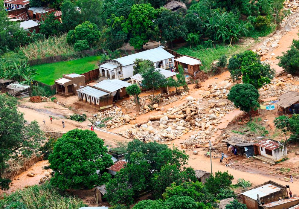 An aerial view shows houses which were damaged in Muloza on the border with Mozambique after Tropical Cyclone Freddy, around 100 km outside Blantyre, Malawi, March 18, 2023. REUTERSpix