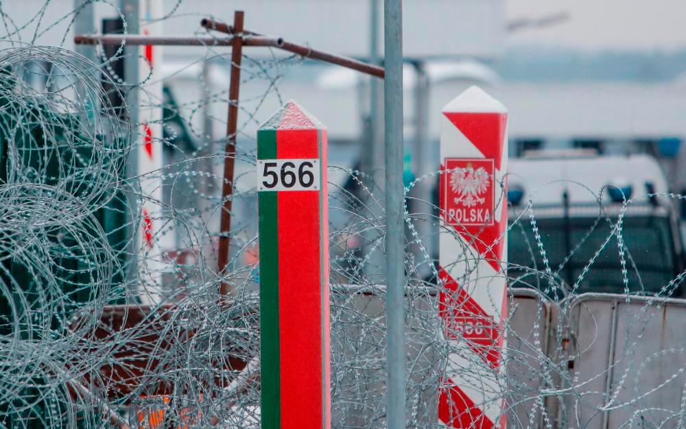 A view shows posts at the Bruzgi-Kuznica checkpoint on the Belarusian-Polish border amid the migrant crisis in the Grodno region, Belarus. REUTERSPIX
