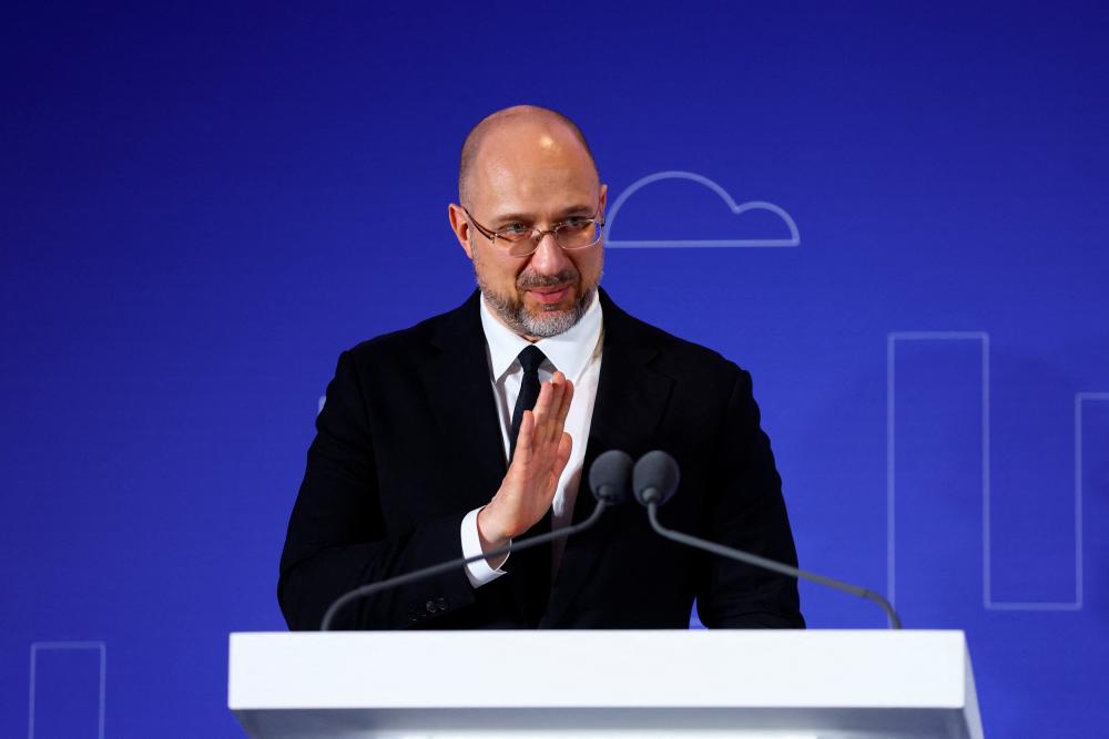 Ukranian Prime Minister Denys Shmyhal speaks during the Ukraine Recovery Conference in London, Britain June 21, 2023. REUTERSPIX