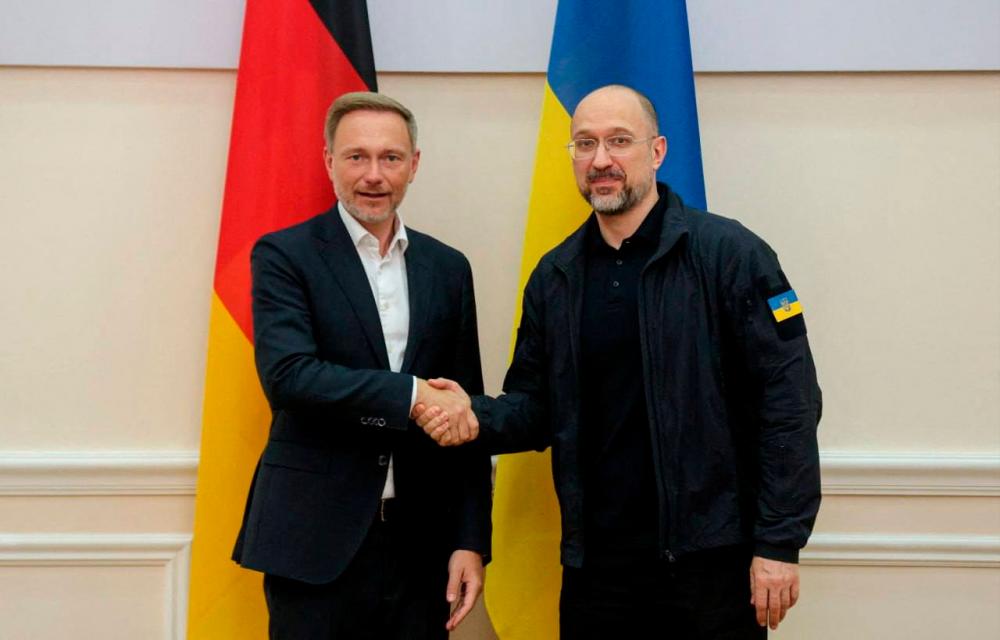 Ukrainian Prime Minister Denys Shmyhal and German Finance Minister Christian Lindner meet, amid Russia’s attack on Ukraine, in Kyiv, Ukraine August 14, 2023. REUTERSPIX
